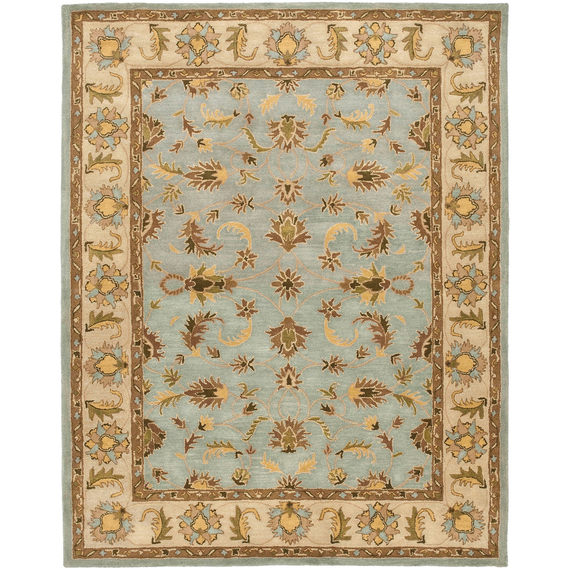 Light Blue and Beige Hand-Tufted Wool Area Rug