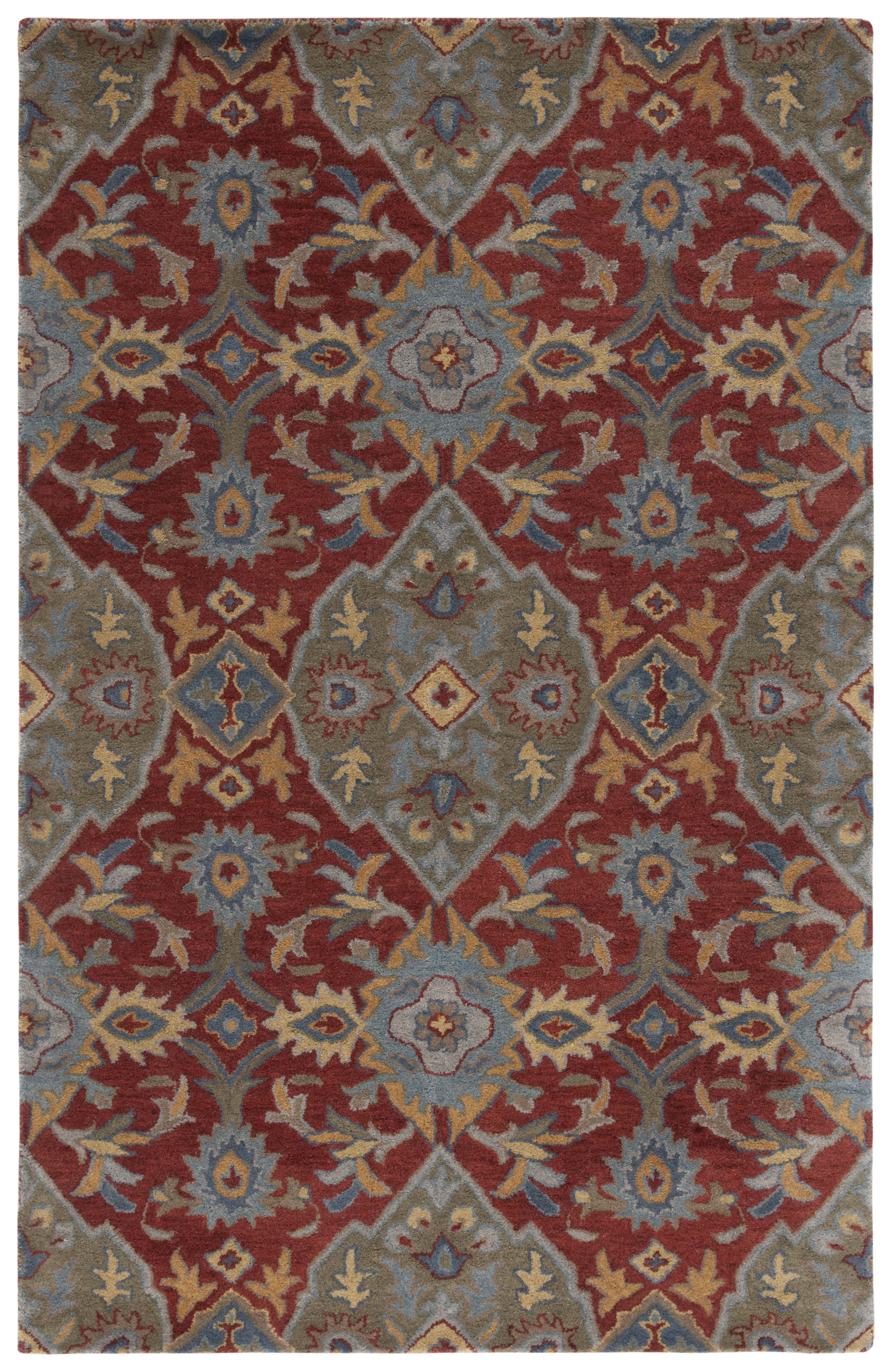 Elegant Heritage Square Tufted Red Wool Accent Rug - 4'x6'