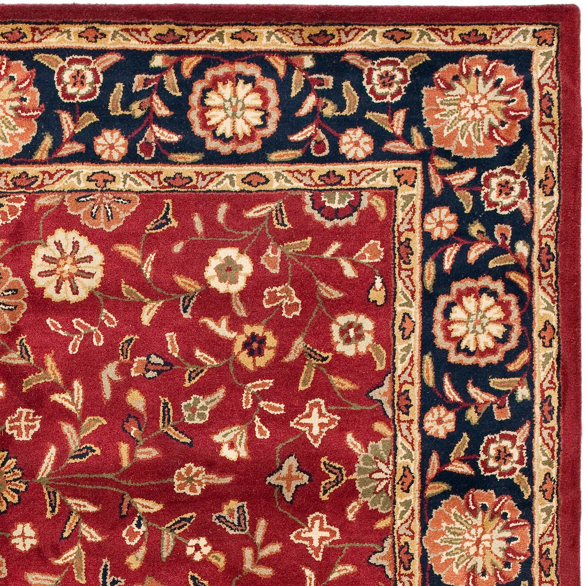 Heritage Red and Navy Hand-Tufted Wool Area Rug 6' x 9'
