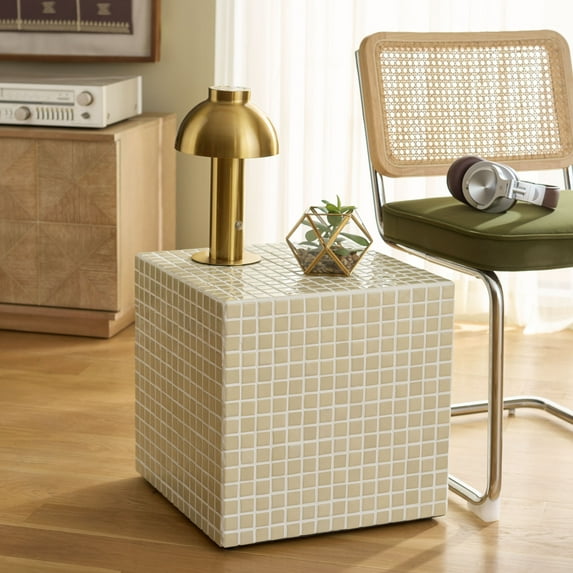 Safavieh Hikari Modern Tiles End Table, Cream
