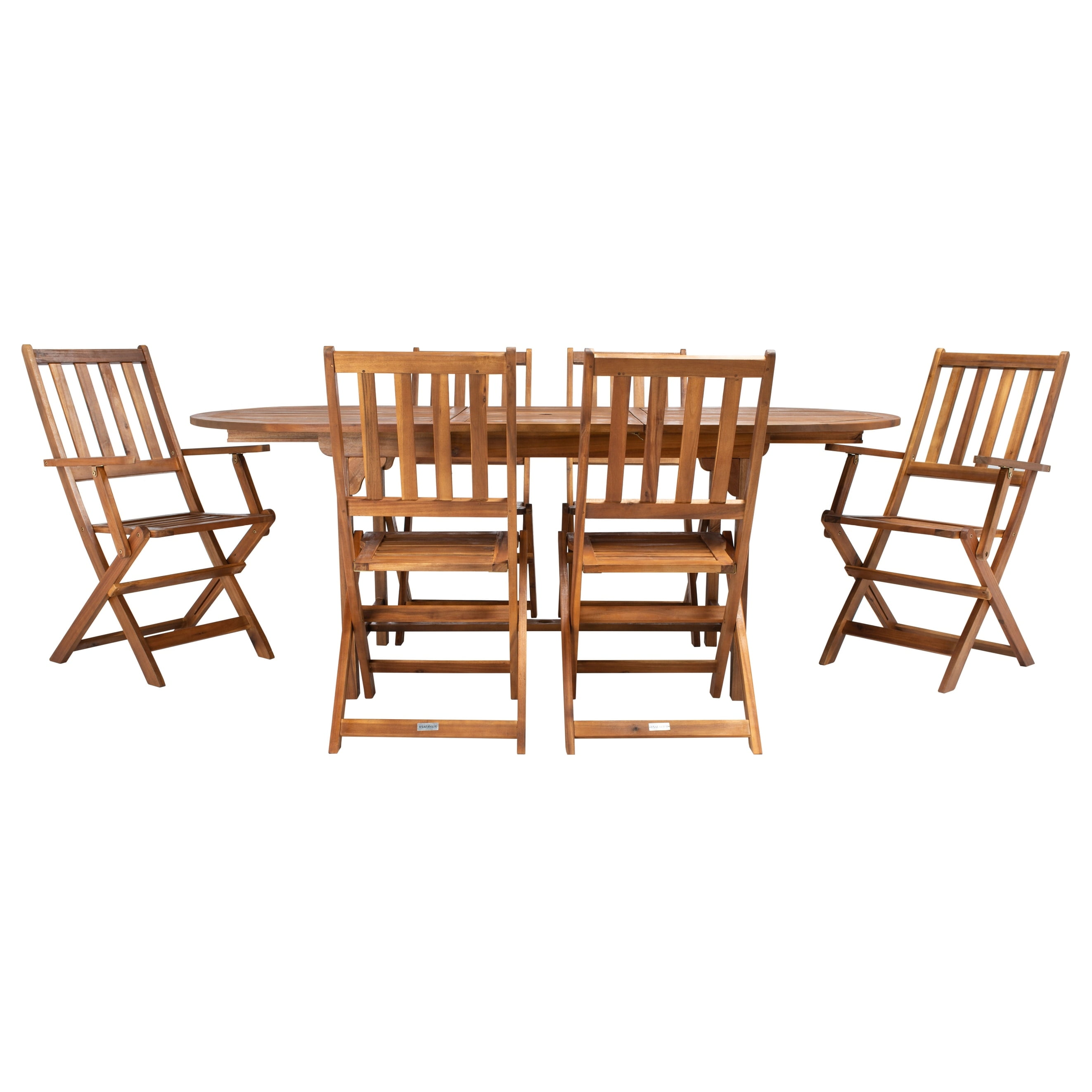 Natural Acacia Wood 6-Person Extendable Outdoor Dining Set