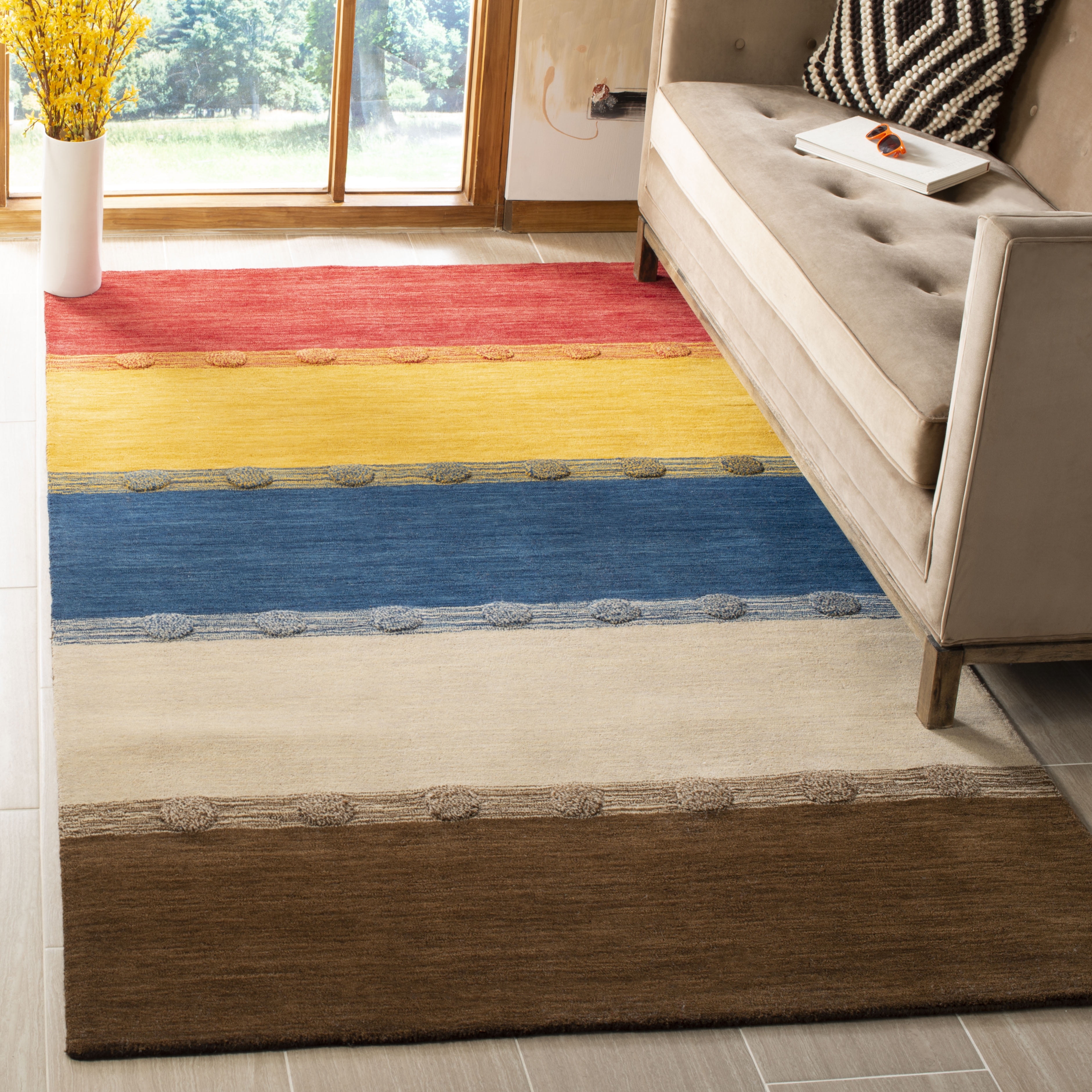 Handmade Multicolor Wool Rectangular Reversible Rug 3x5 Feet