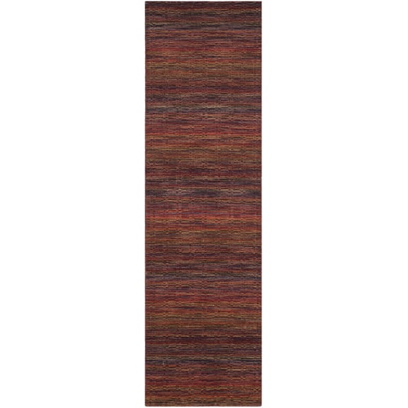 SAFAVIEH Himalaya Lagrange Solid Wool Runner Rug, Red/Multi, 2'3" x 10'