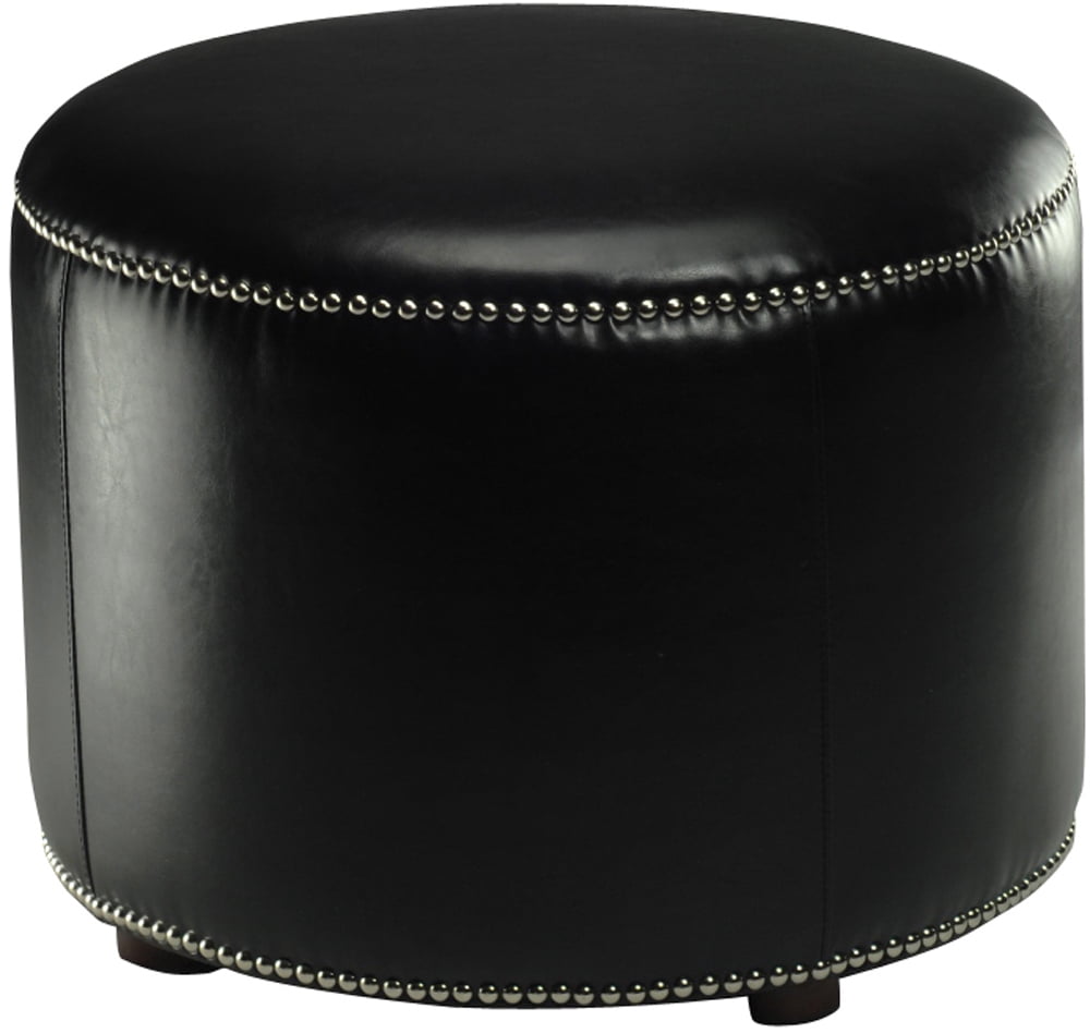 Safavieh Hogan Round Upholstered Ottoman, Black