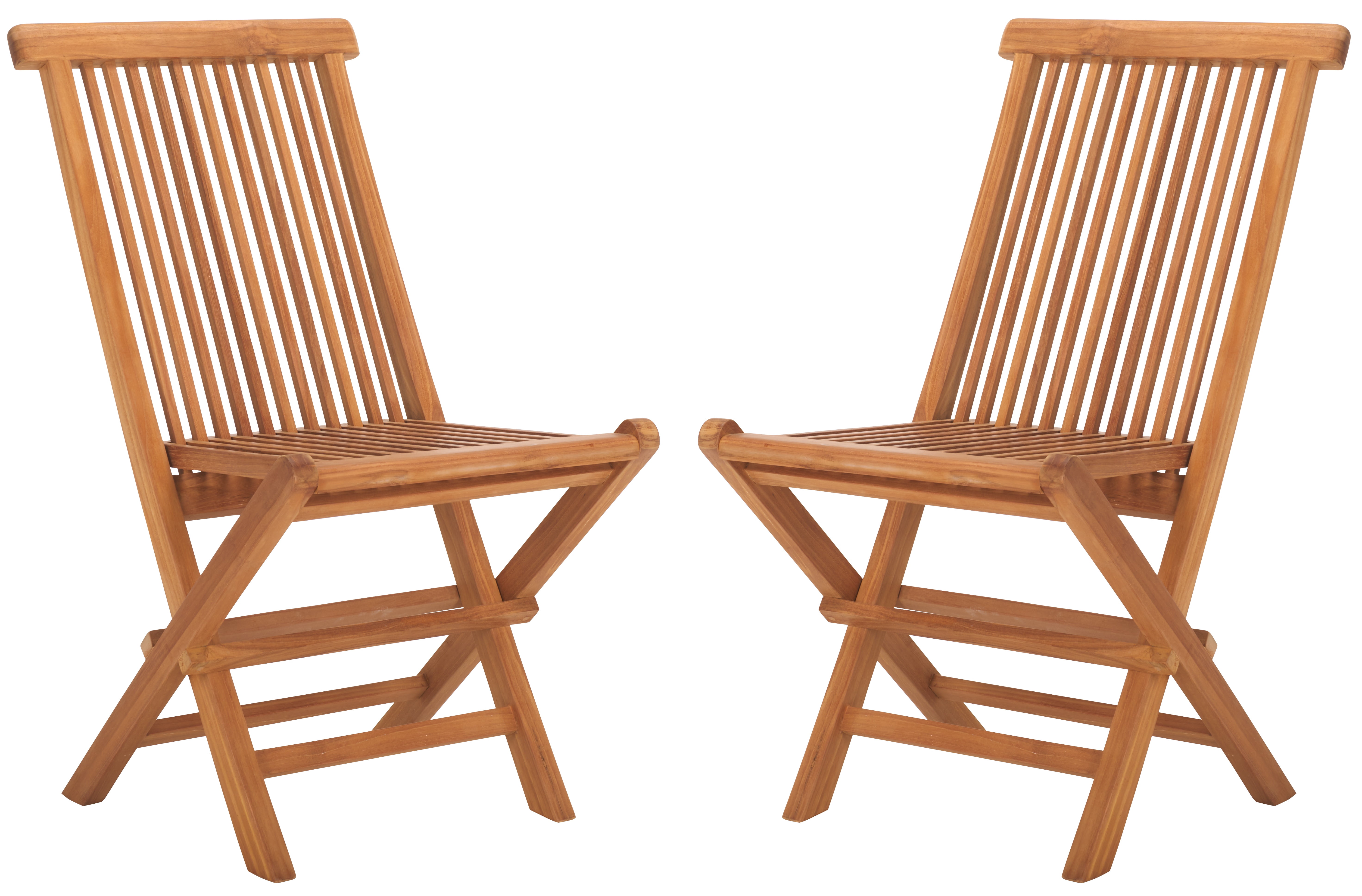 Safavieh Holly Outdoor Teak Wood Folding Chair - Set of 2, Natural
