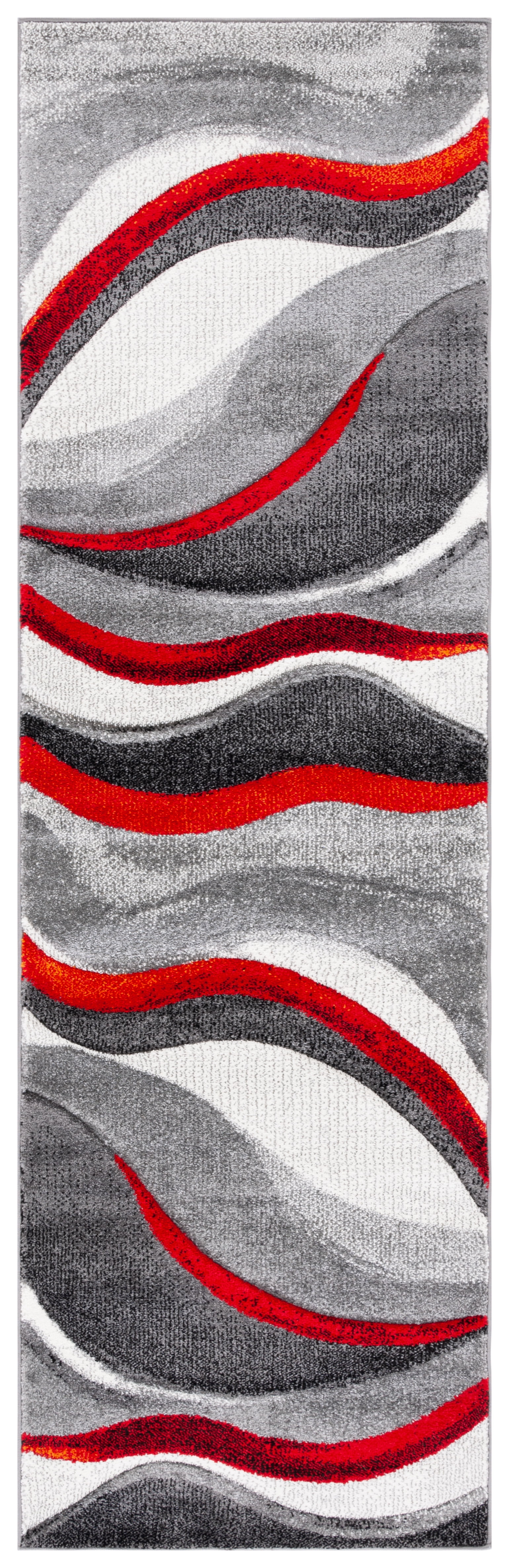SAFAVIEH Hollywood Dalton Abstract Runner Rug, Grey/Red, 2'3" x 6 ...