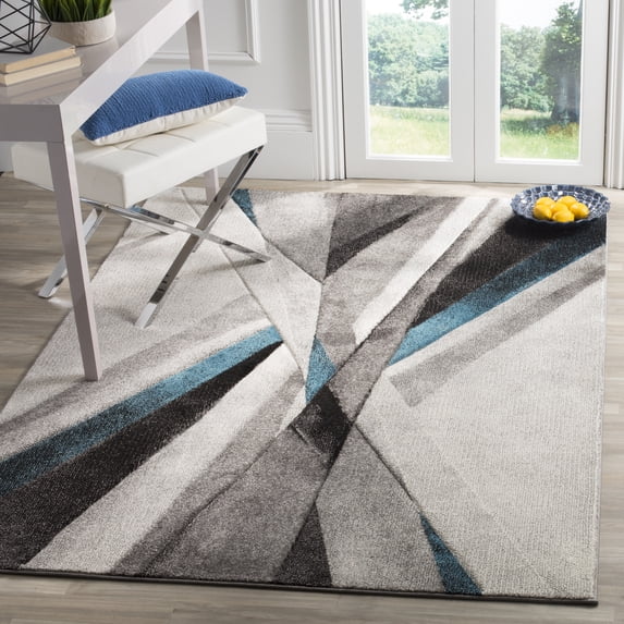 Safavieh Hollywood Jennifer Abstract Area Rug, Gray/Teal, 5'3" x 5'3" Square