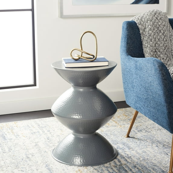 Safavieh Guildsman Glam Aluminum and Powder Coated Round End Table, Gray