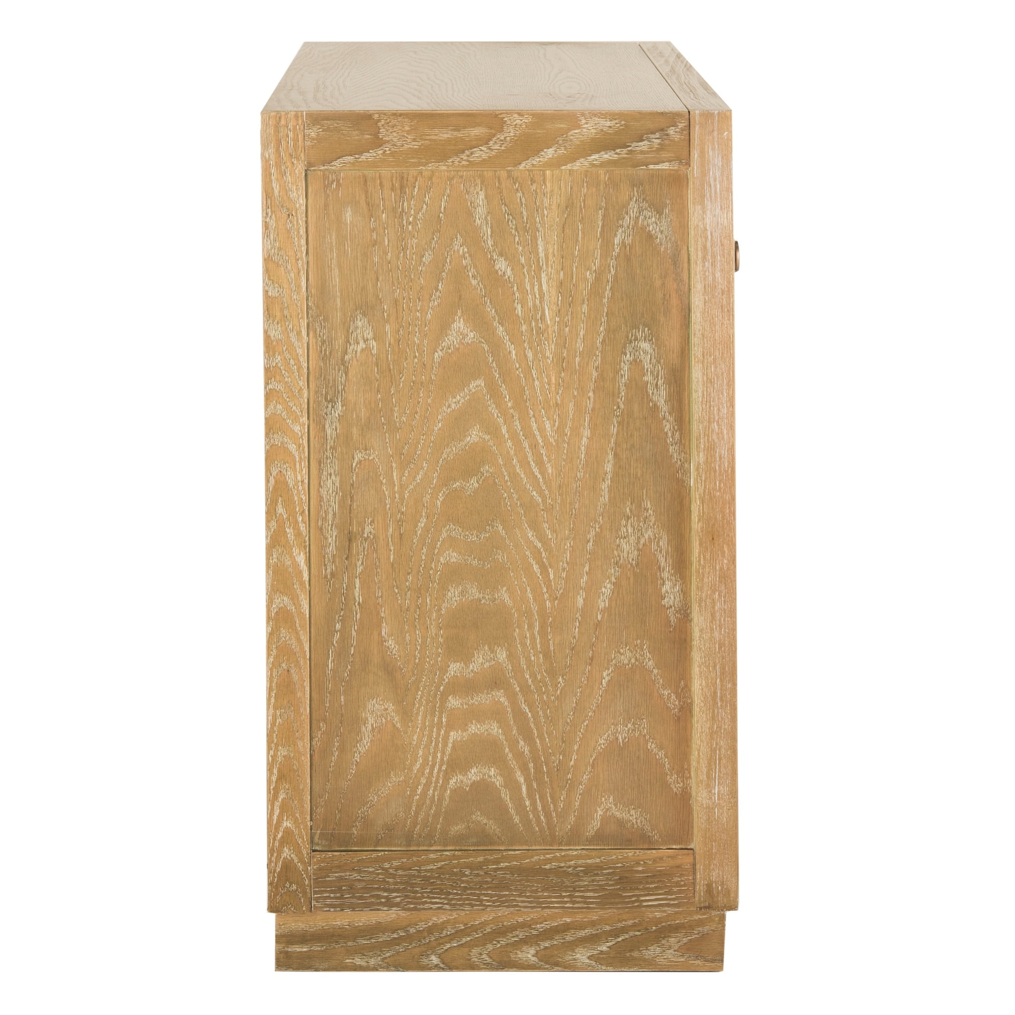 Rustic Oak and Beige Linen 3-Drawer Night Table