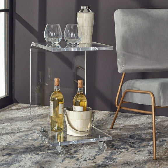 Safavieh Home Collection Rollins Clear Acrylic Bar Cart BCT8006A, 13.5 W x 15.5 L x 23 H