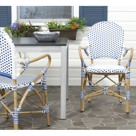 Safavieh Hooper Outdoor Stacking Arm Chair, Set of 2 - Blue/White