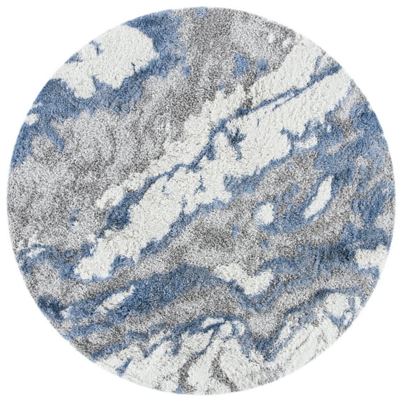 SAFAVIEH Horizon Konstantinos Abstract Shag Area Rug, Grey/Blue, 11' x 11' Round