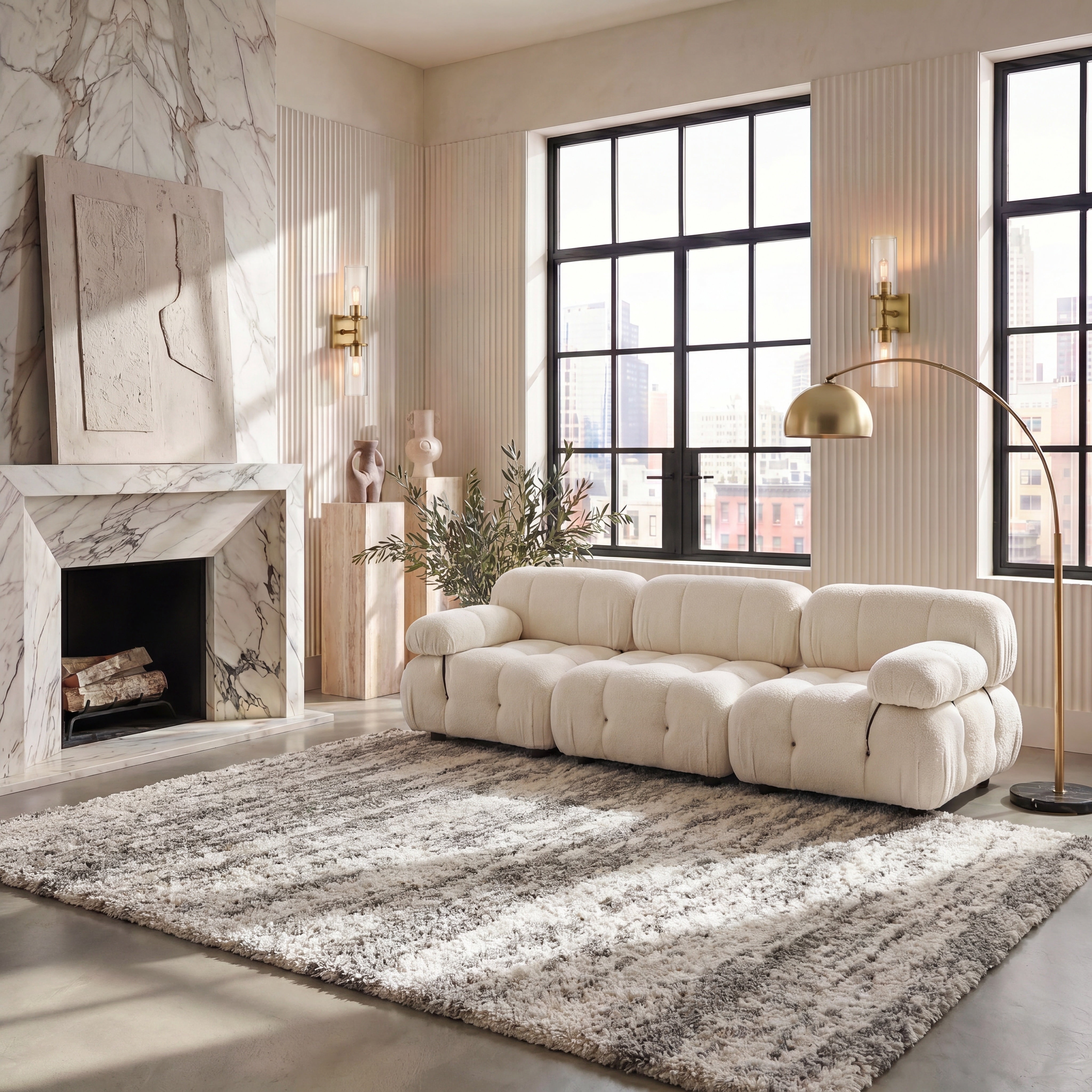 Safavieh Hudson Jack Abstract Shag Area Rug, Ivory/Gray, 6' x 8'