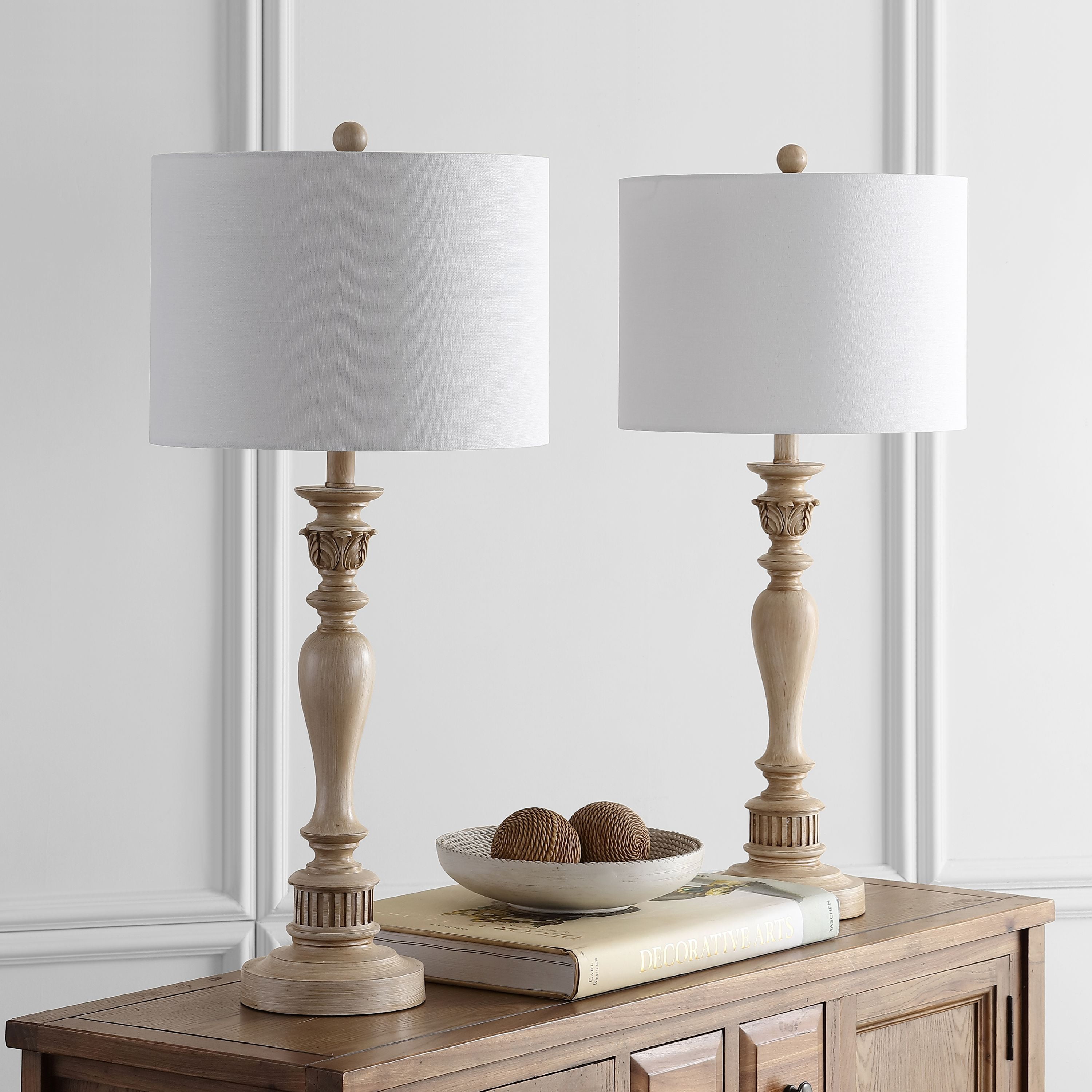 Safavieh Hugh Natural 31 in. H Table Lamp, Light Brown, Set of 2