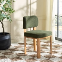 Safavieh Hyden Modern Wood and Fabric Dining Side Chairs, Dark Green / Light Walnut