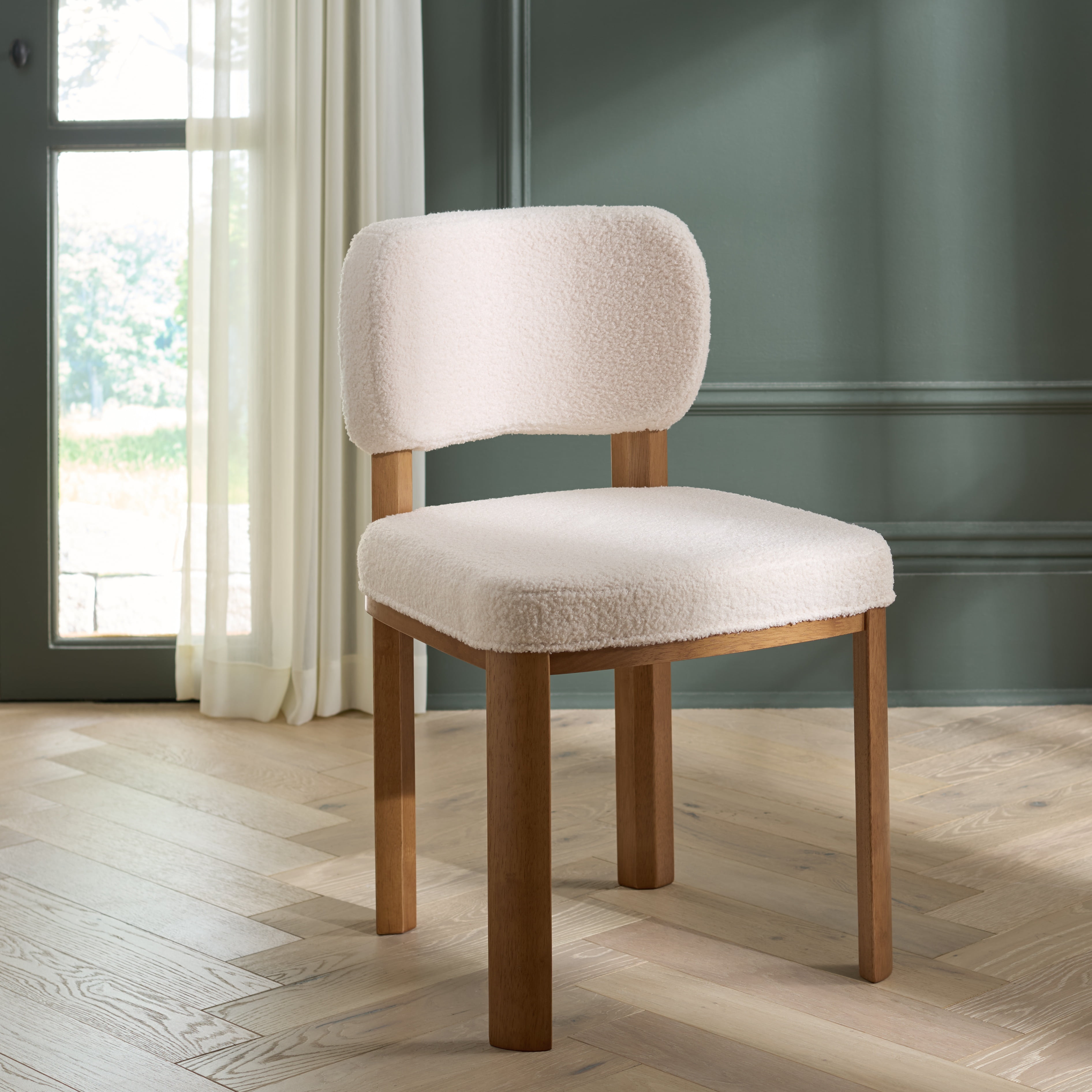 Safavieh Hyden Modern Wood and Fabric Dining Side Chairs, White / Light Walnut