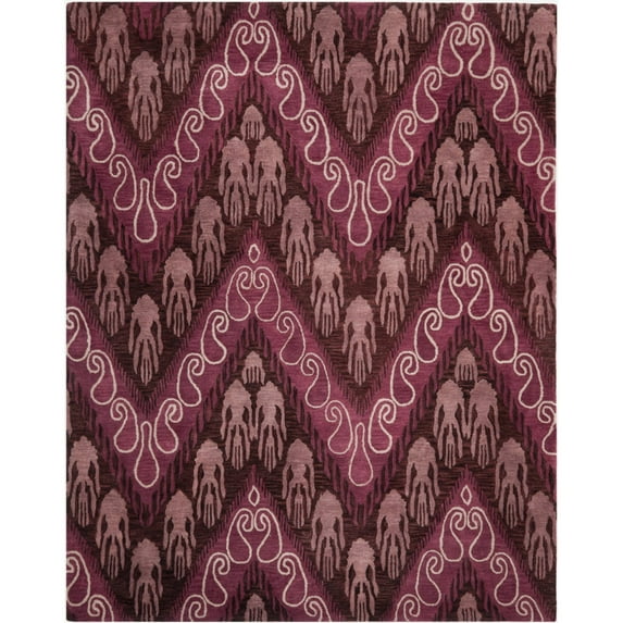 SAFAVIEH Ikat IKT473A Handmade Dark Brown / Purple Rug