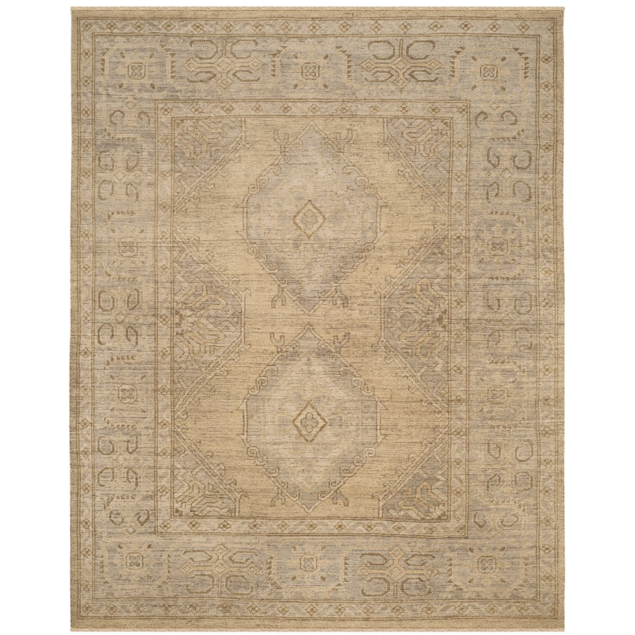 Hand-Knotted Gray and Beige Wool 6' x 9' Area Rug