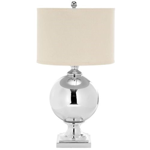 Safavieh Icott 29" Glam Illuminated Silver Table Lamps with Mercury Glass Off-White Shades