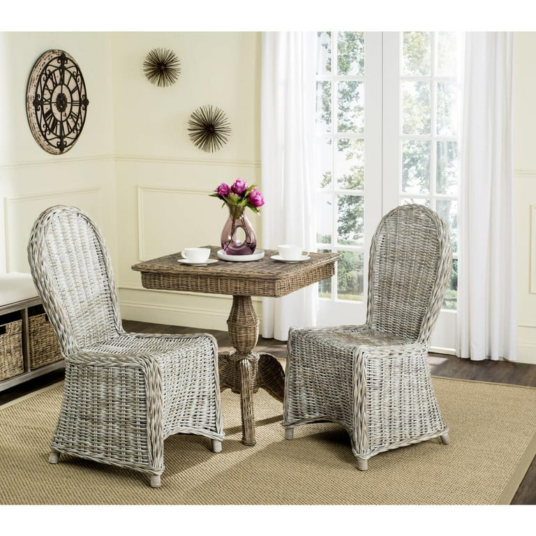 Safavieh Dining Idola White Washed Dining Chairs Set of 2 19.5 x 26 x 40.5
