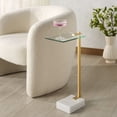thumbnail image 1 of Safavieh Couture Idris Modern Metal and Marble and Glass End Table, White/Gold, 1 of 10