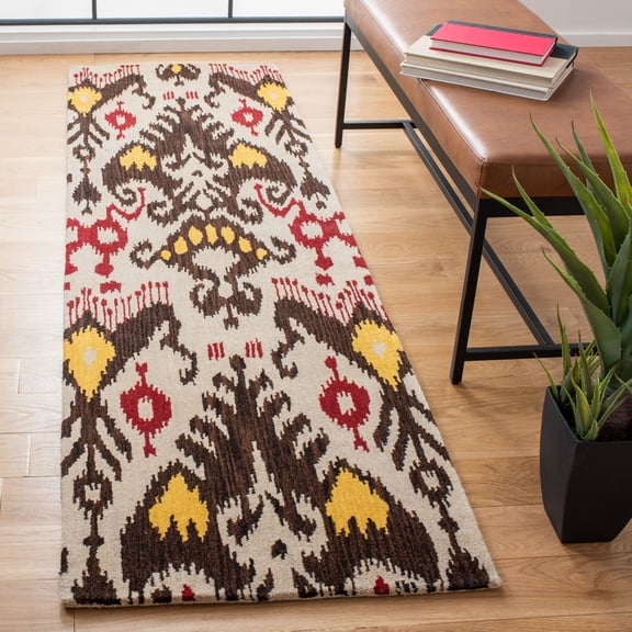 Safavieh Ikat Emmeline Geometric Wool Runner Rug, Beige/Brown, 2'3" x 12'