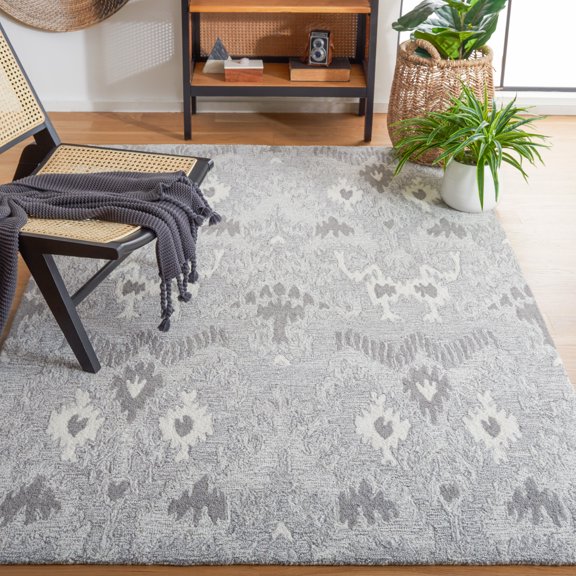 Safavieh Ikat Petrina Geometric Area Rug, Gray/Ivory, 6' x 6' Square