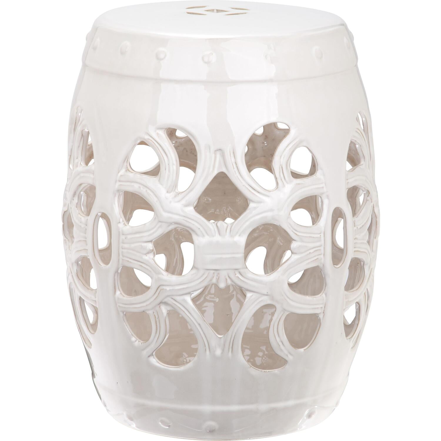 Antique White Ceramic Imperial Vine Garden Stool