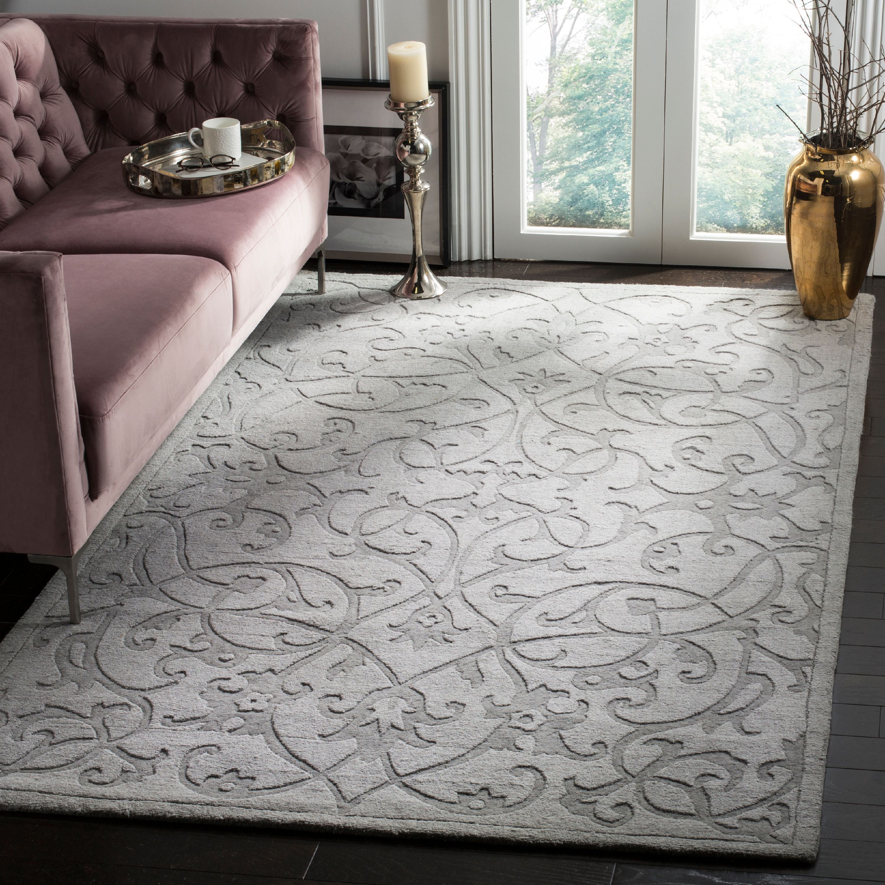 Gray Hand-Tufted Wool Rectangular Area Rug