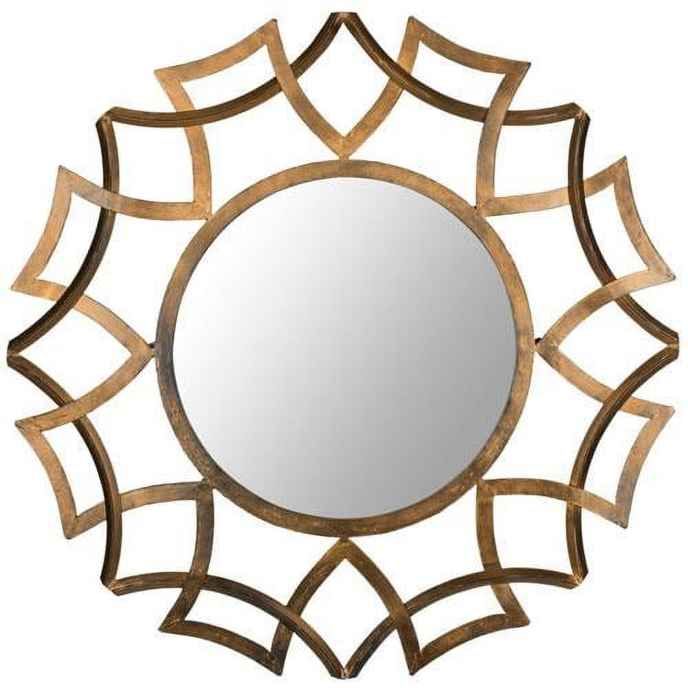 Contemporary Inca Gold Sunburst Round Wall Mirror - 35"