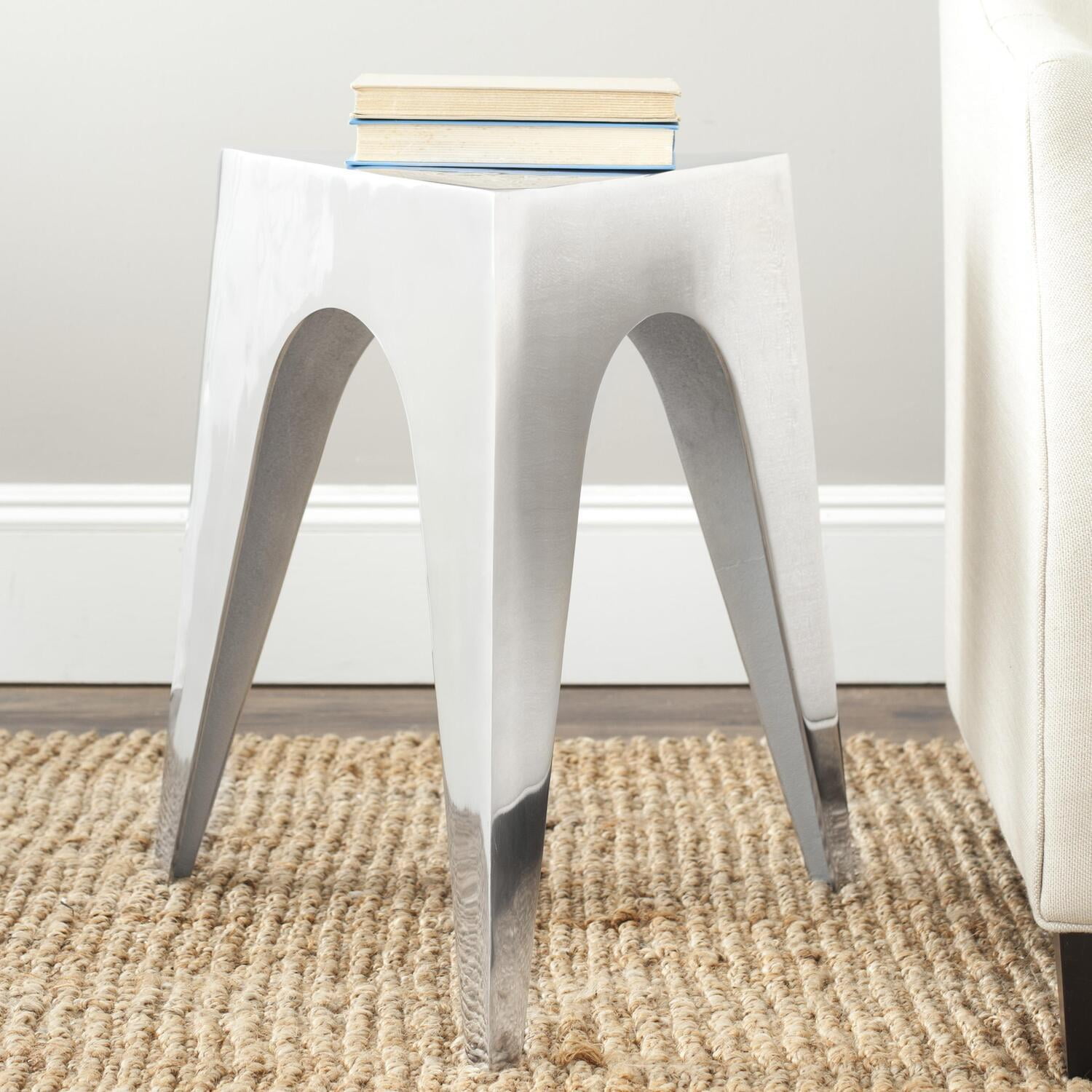 Indium Silver Triangular Aluminum Accent Table