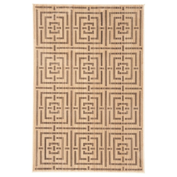 SAFAVIEH Infinity Siomha Geometric Polyester Area Rug, Yellow/Taupe, 4' x 6'