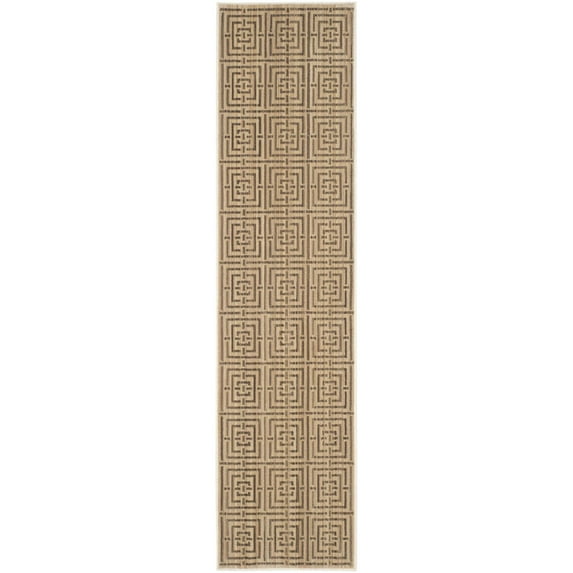 Contemporary Rug - Infinity Polyester -Yellow/Taupe-Color:Yellow/Taupe,Design:Contemporary,Shape:Runner,Size:2' x 8'