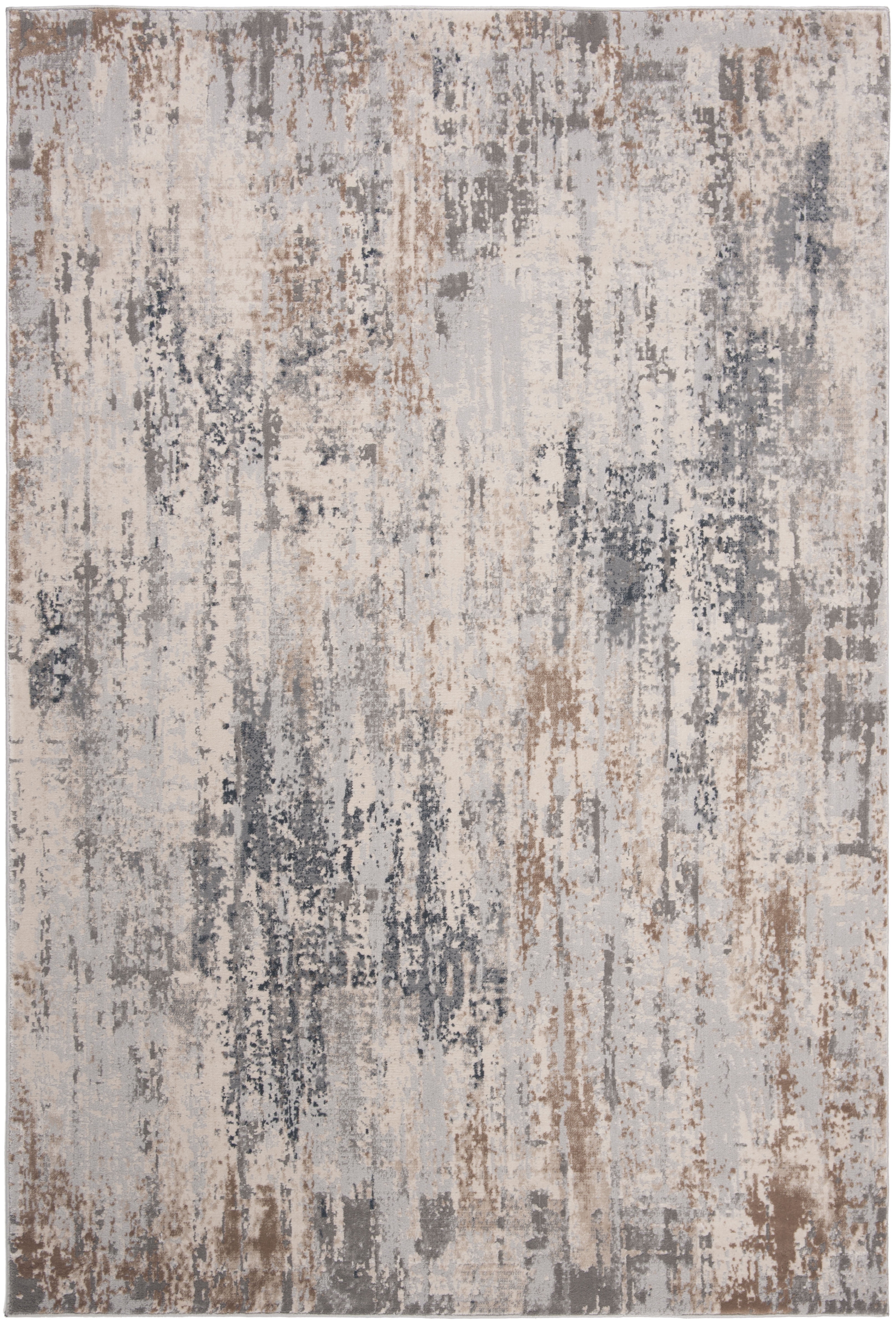 Abstract Ripple Gray Synthetic 59" Rectangular Rug