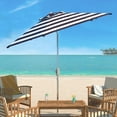 thumbnail image 1 of Safavieh Iris 9' Market Auto Tilt Patio Umbrella, Navy/White/Chrome, 1 of 5