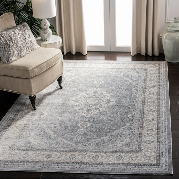 Safavieh Isabella Anastasiia Traditional Oriental Rug Grey/Cream 6'7" Square 6' Square Indoor Living Room,Bedroom,Dining Room Square