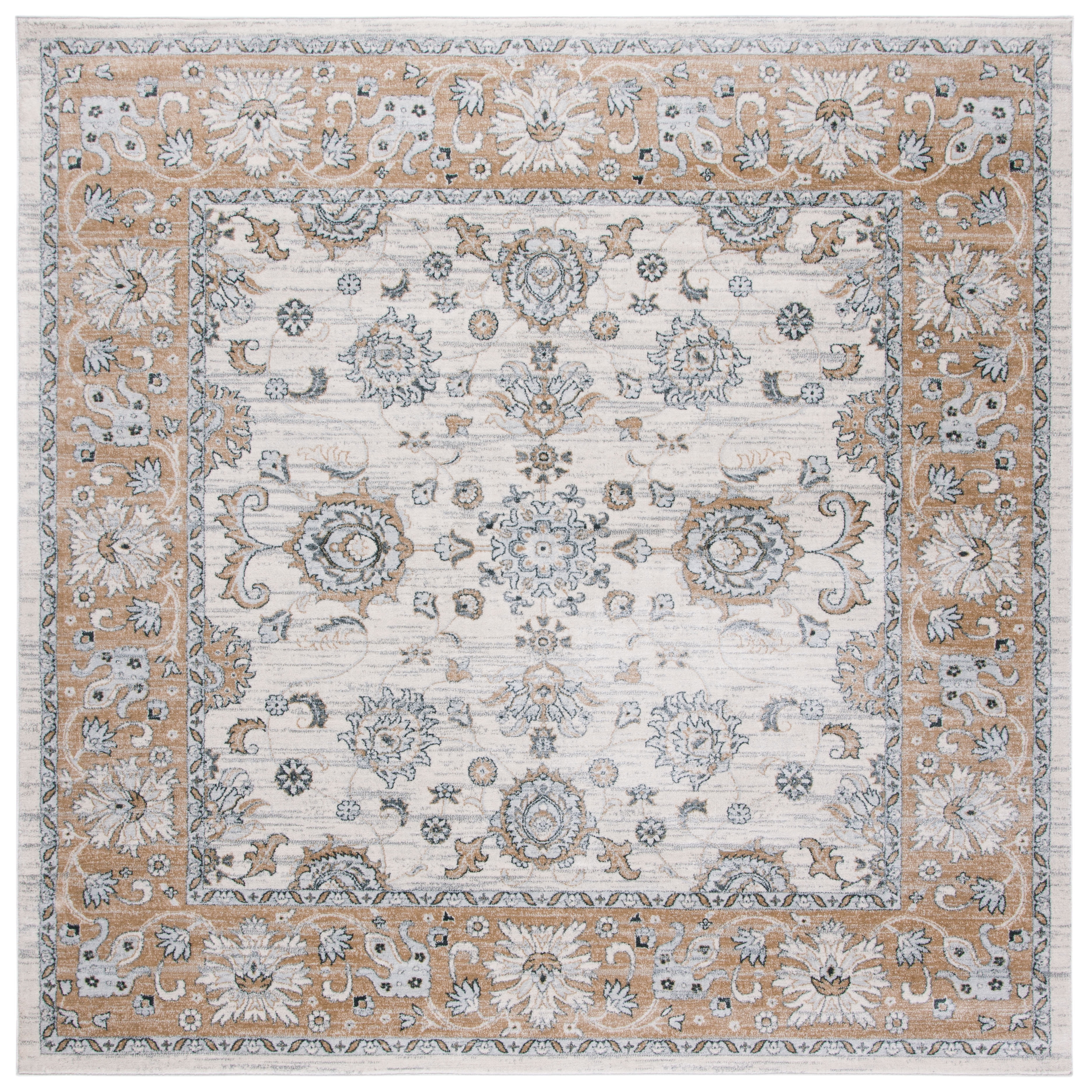 Isabella Cream Beige Synthetic Square Oriental Area Rug
