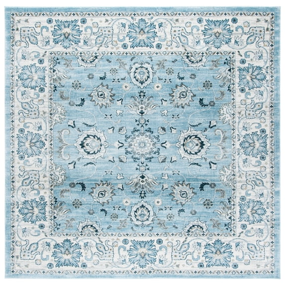 SAFAVIEH Isabella Kiana Oriental Area Rug, Light Blue/Cream, 8' x 8' Square