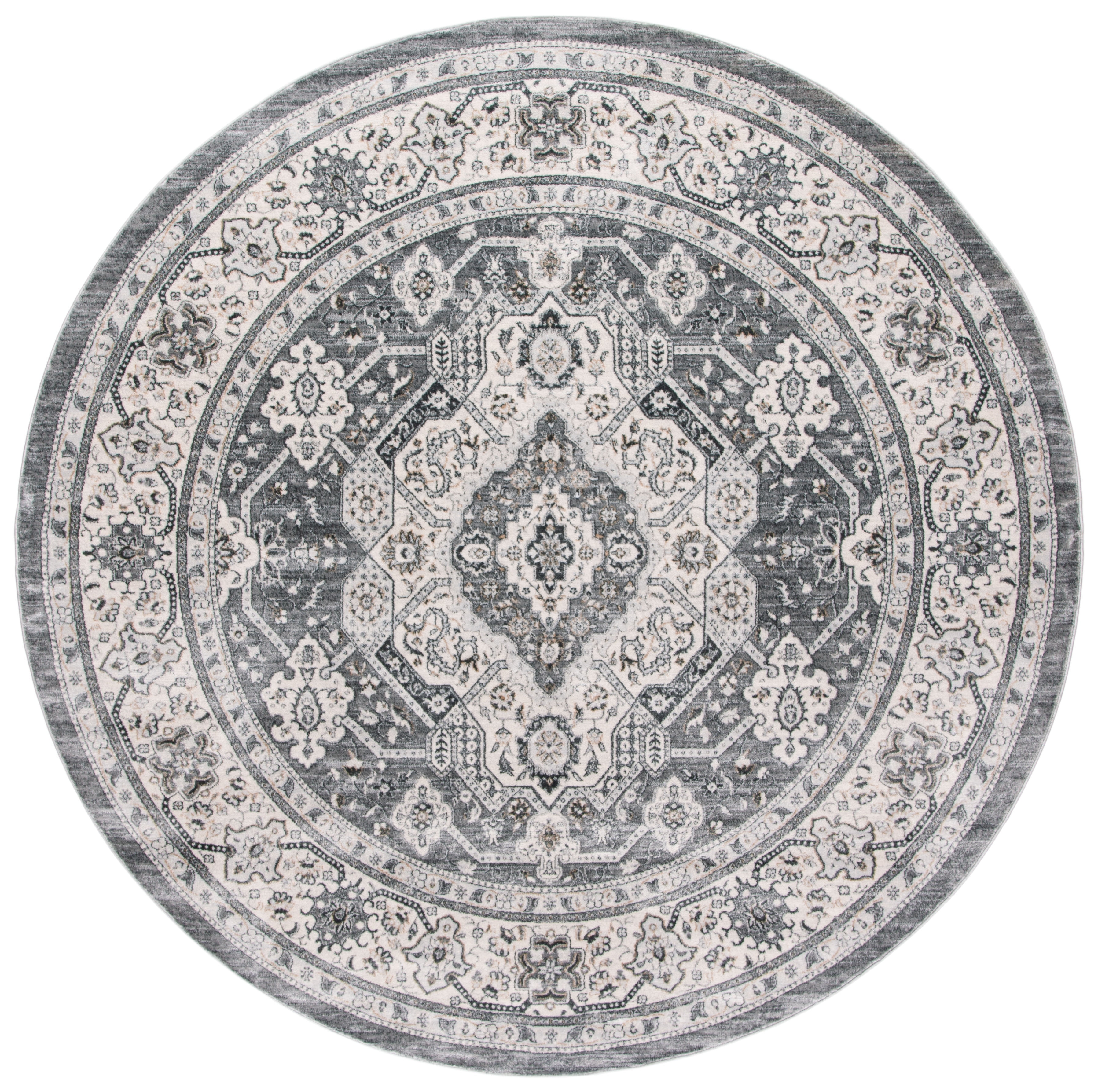SAFAVIEH Isabella Zander Oriental Area Rug, Grey/Cream, 4' x 4' Round ...