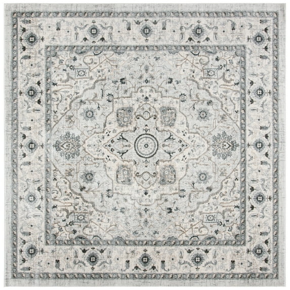 SAFAVIEH Isabella Patrick Oriental Area Rug, Light Grey/Grey, 4' x 4' Square