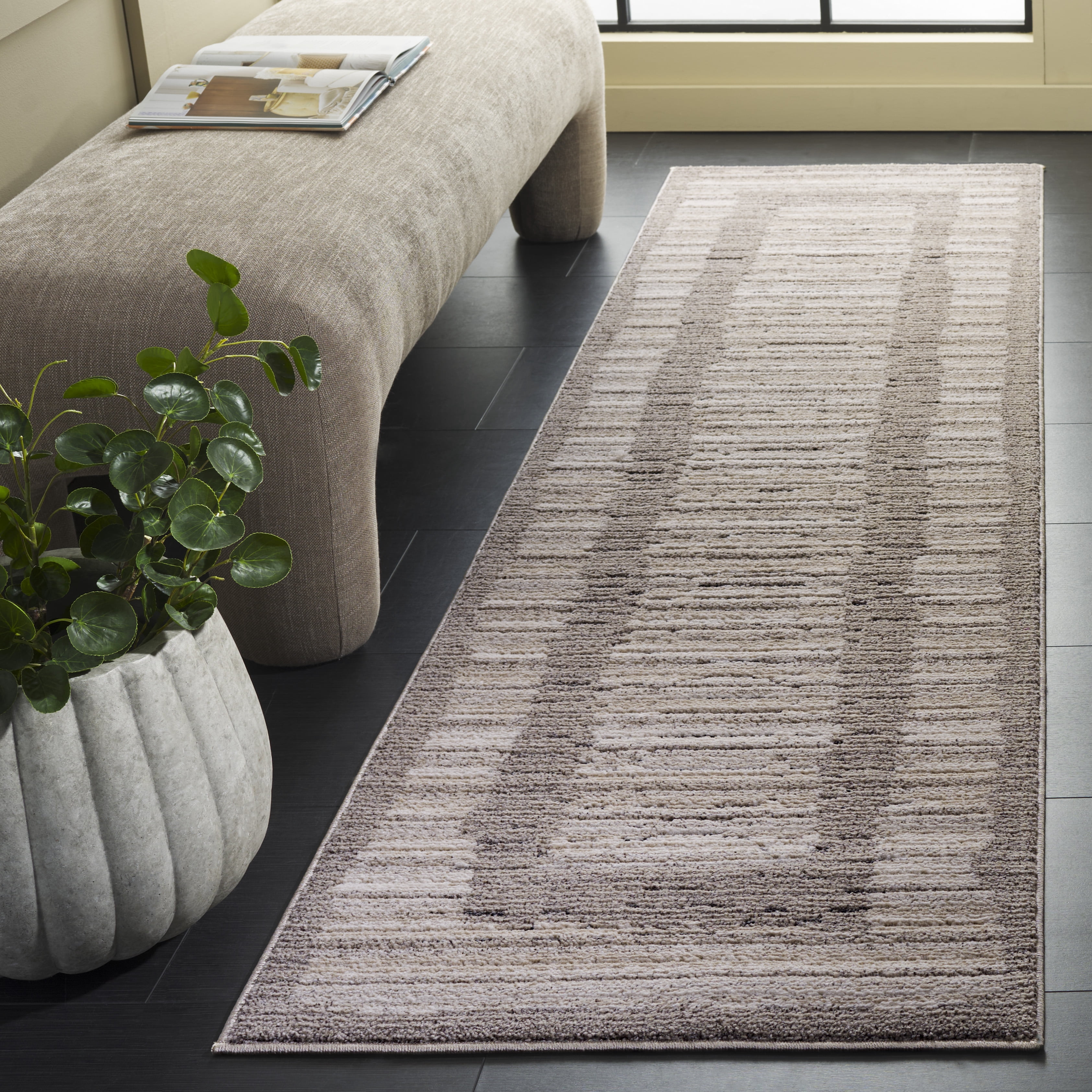 Polyester Runner Rugs Safavieh Jade Jermaine Striped Polyester Runner Rug, Ivory/Beige Black ...