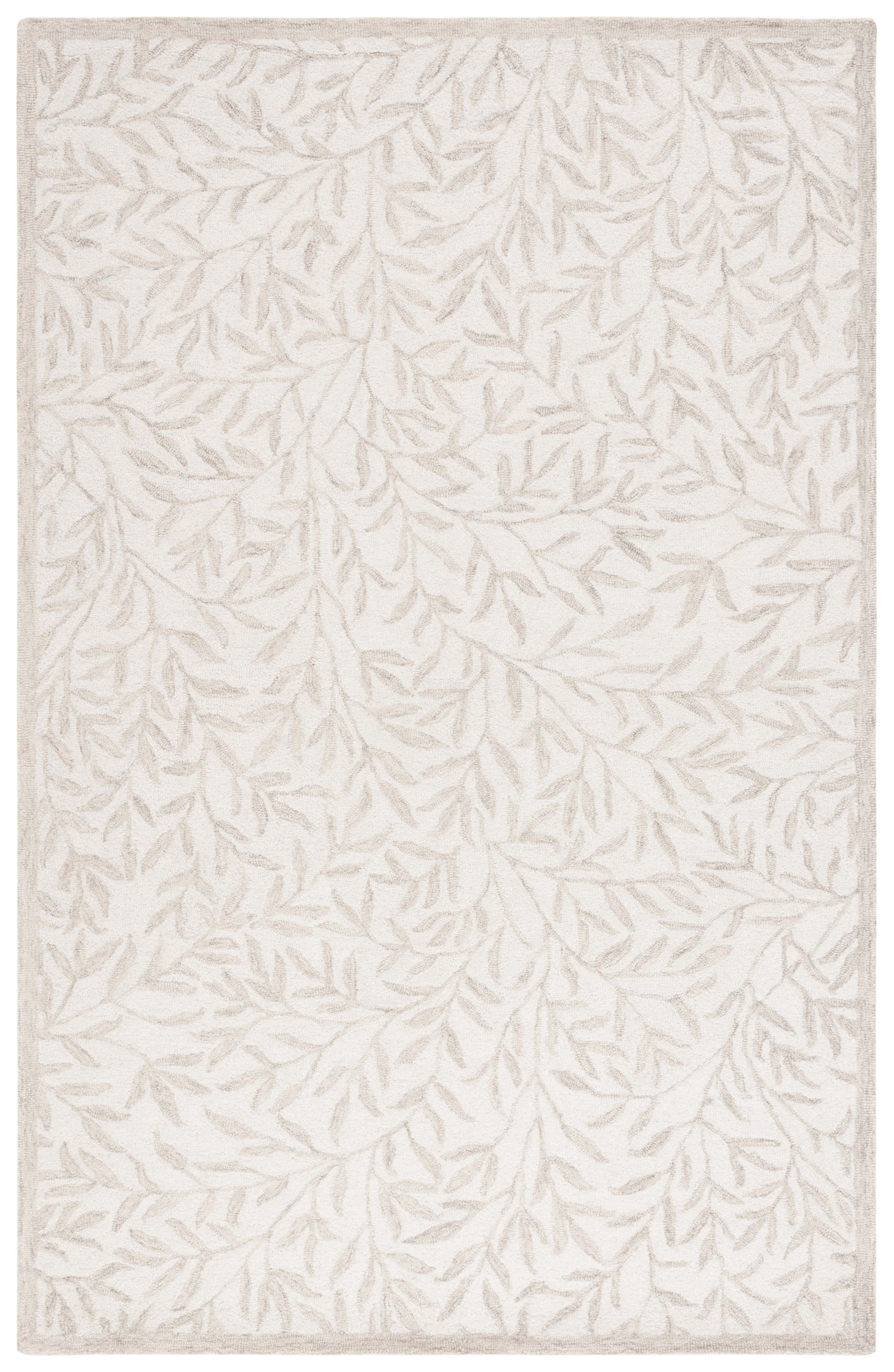 Ivory Beige Hand-Tufted Wool Rectangular Area Rug 5' x 8'