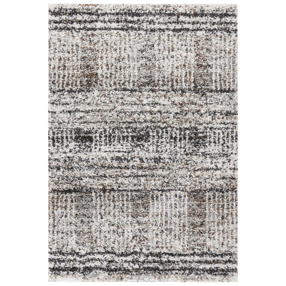 SAFAVIEH Jericho Rowan Striped Polyester Shag Area Rug, Black/Rust, 9' x 12'