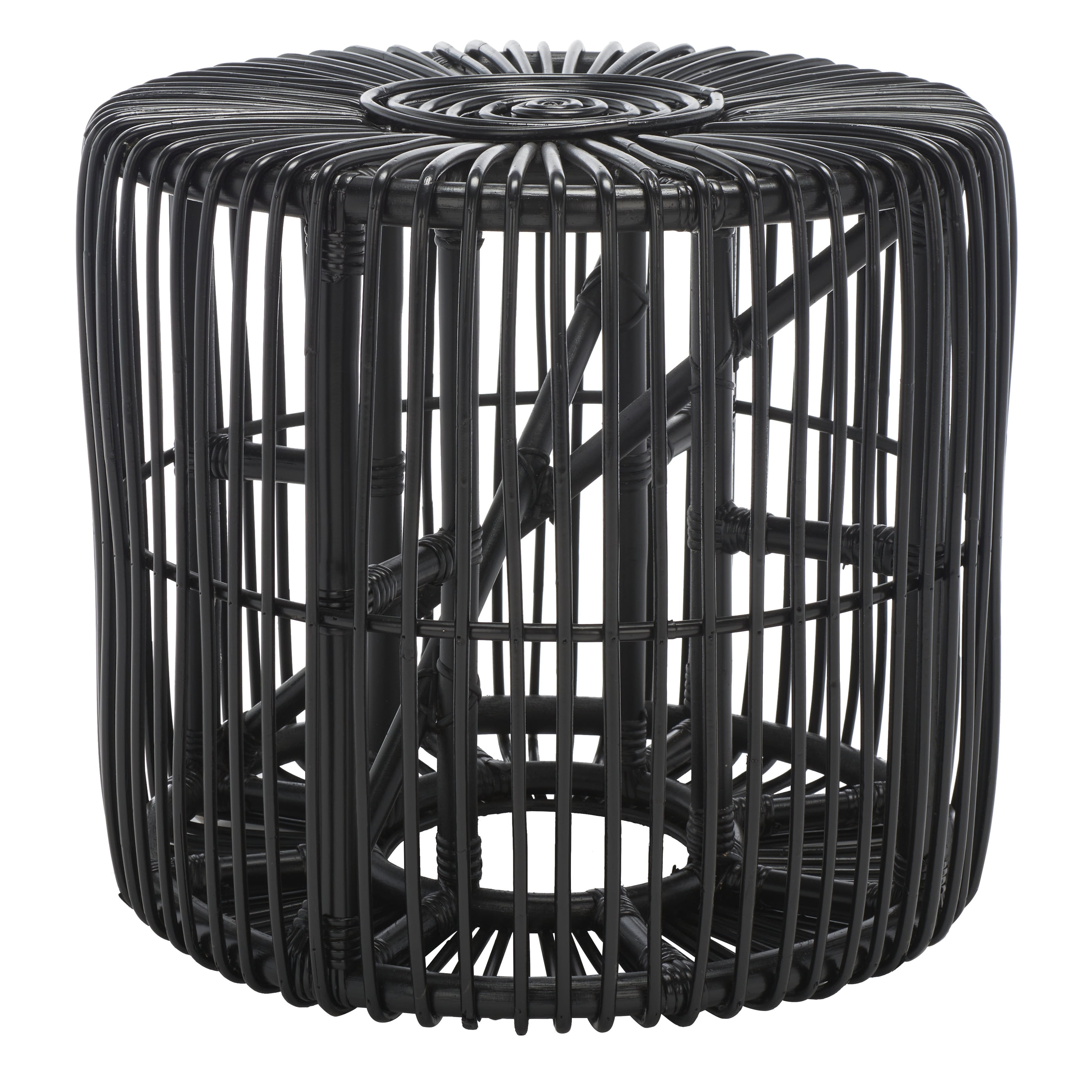 Jabez Black Rattan Round Accent Table