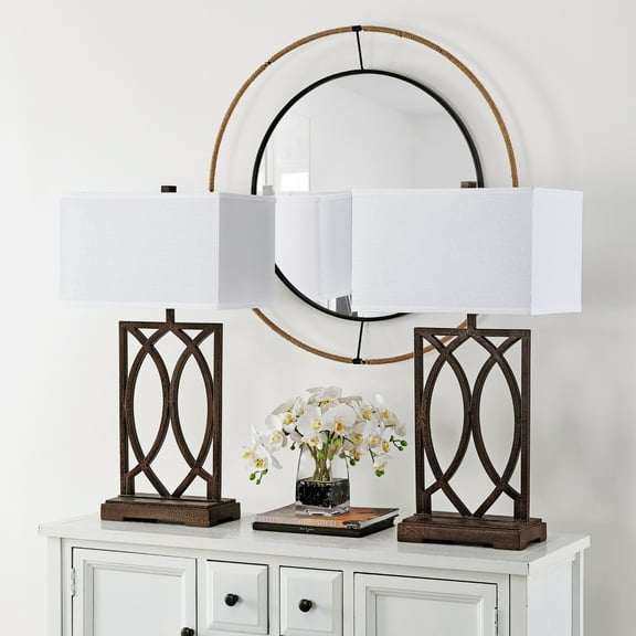 Safavieh Jago 29.5 in. H Interlocking Arcs Table Lamp, Set of 2