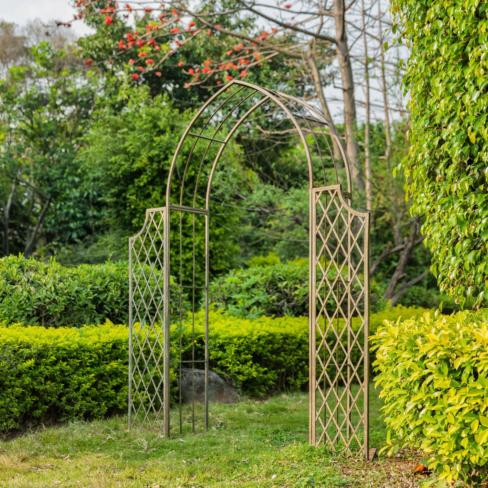 Jaida 87.8" Rustic Blue Iron Outdoor Arbor