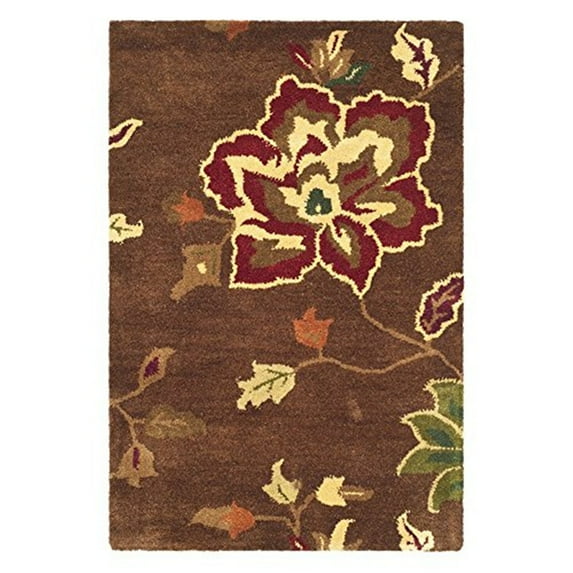 Country & Floral Rug - Jardin Wool Pile -Brown/Multi-Color:Brown/Multi,Design:Country & Floral,Shape:Large Rectangle,Size:12'L x 9'W