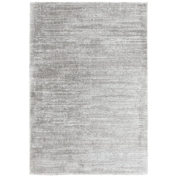 SAFAVIEH Jasmine Sashka Solid Polyester Shag Area Rug, Grey/Ivory, 8' x 10'