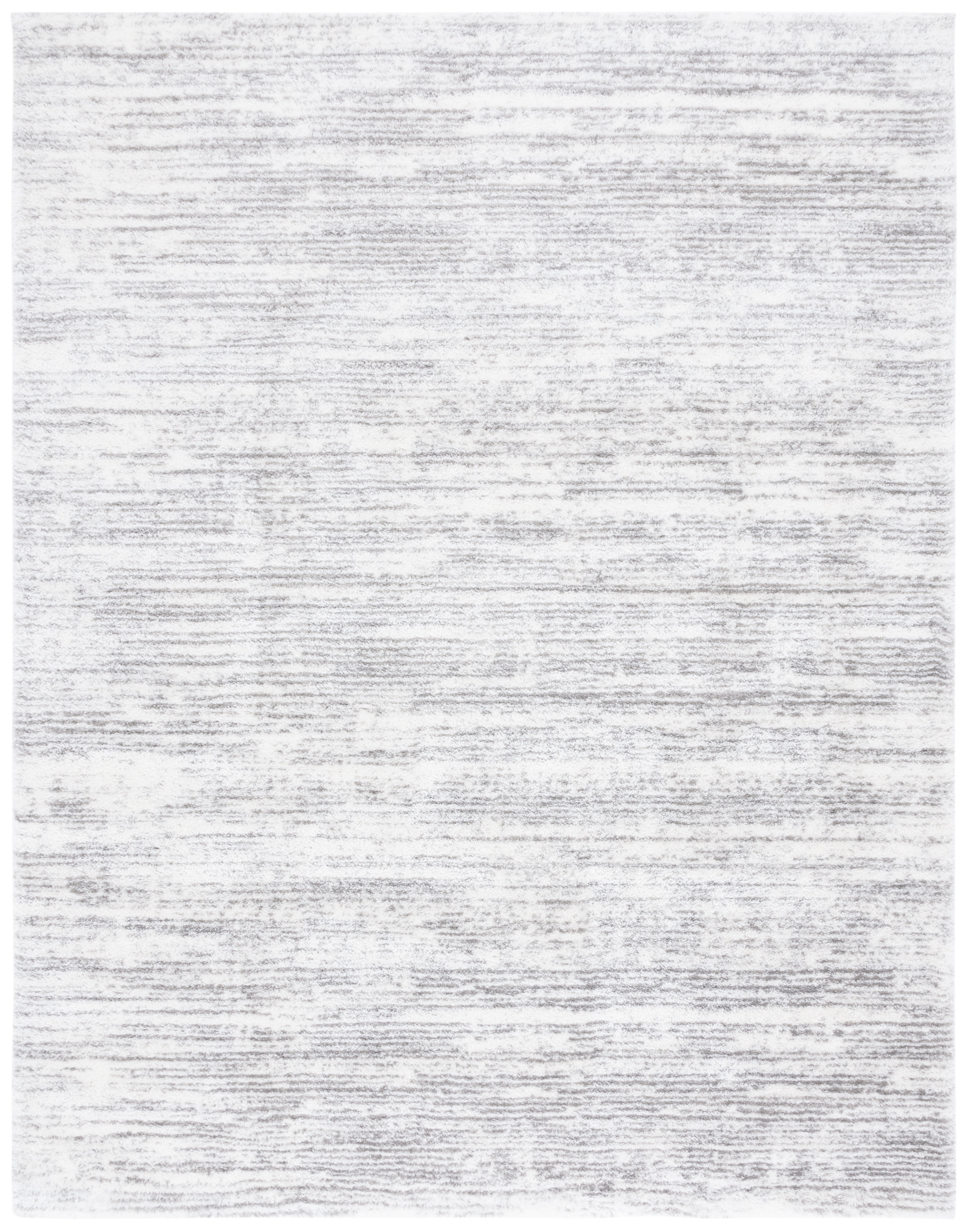 SAFAVIEH Jasmine Sashka Solid Polyester Shag Area Rug, Ivory/Grey, 8' x 10'