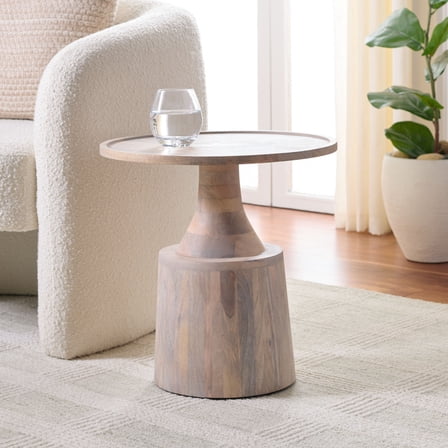 Safavieh Javier Modern Wood Round End Table, White Wash
